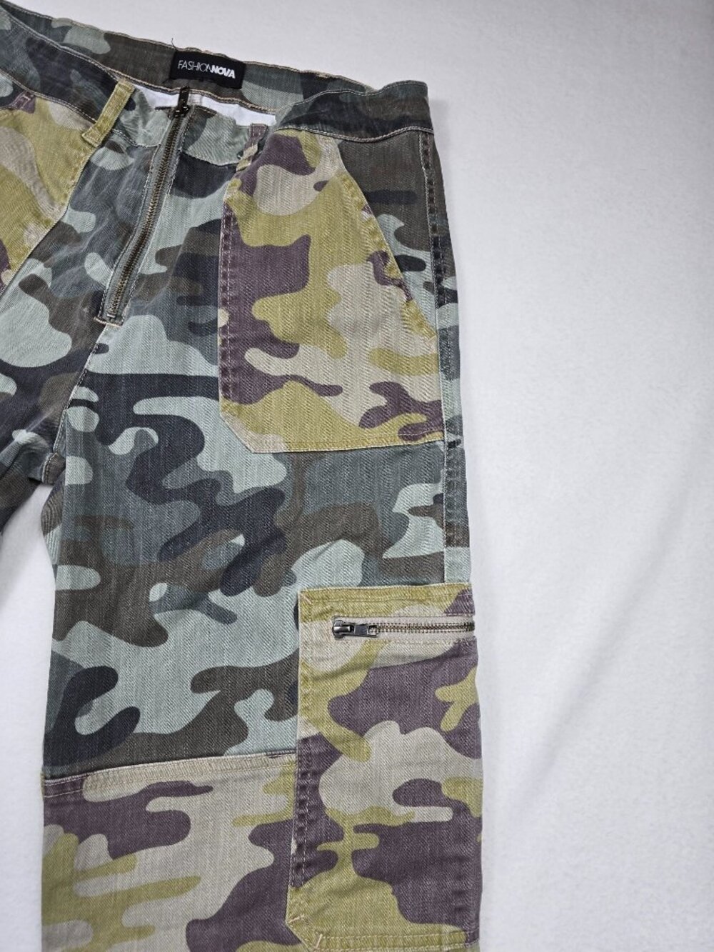Camo Patchwork Cargo Pants Womens Fashion Nova Large - Picture 3 of 8